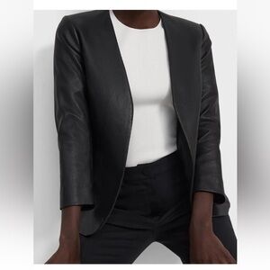 Theory Lindrayia Bristol Black Leather Blazer